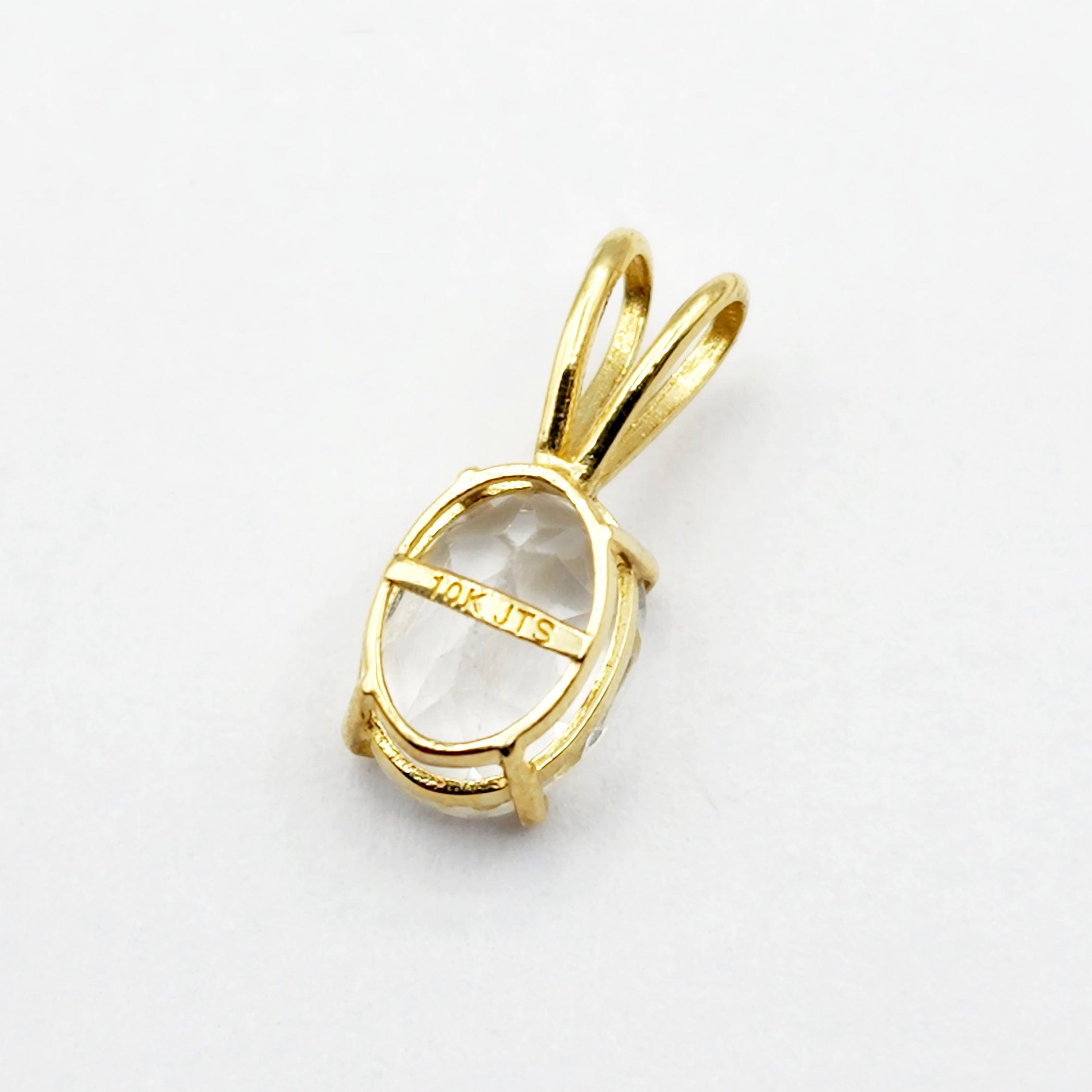 Gold White Topaz Pendant Necklace, 10K Yellow Gold White Topaz 8x6mm Pendant, Necklace For Her, Gift For Women, Gemstone Necklace