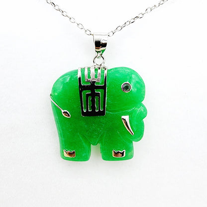 Sterling Silver Dyed Jade Elephant Necklace, Animal Pendant , Natural Jade Elephant Necklace, Elephant Jewelry