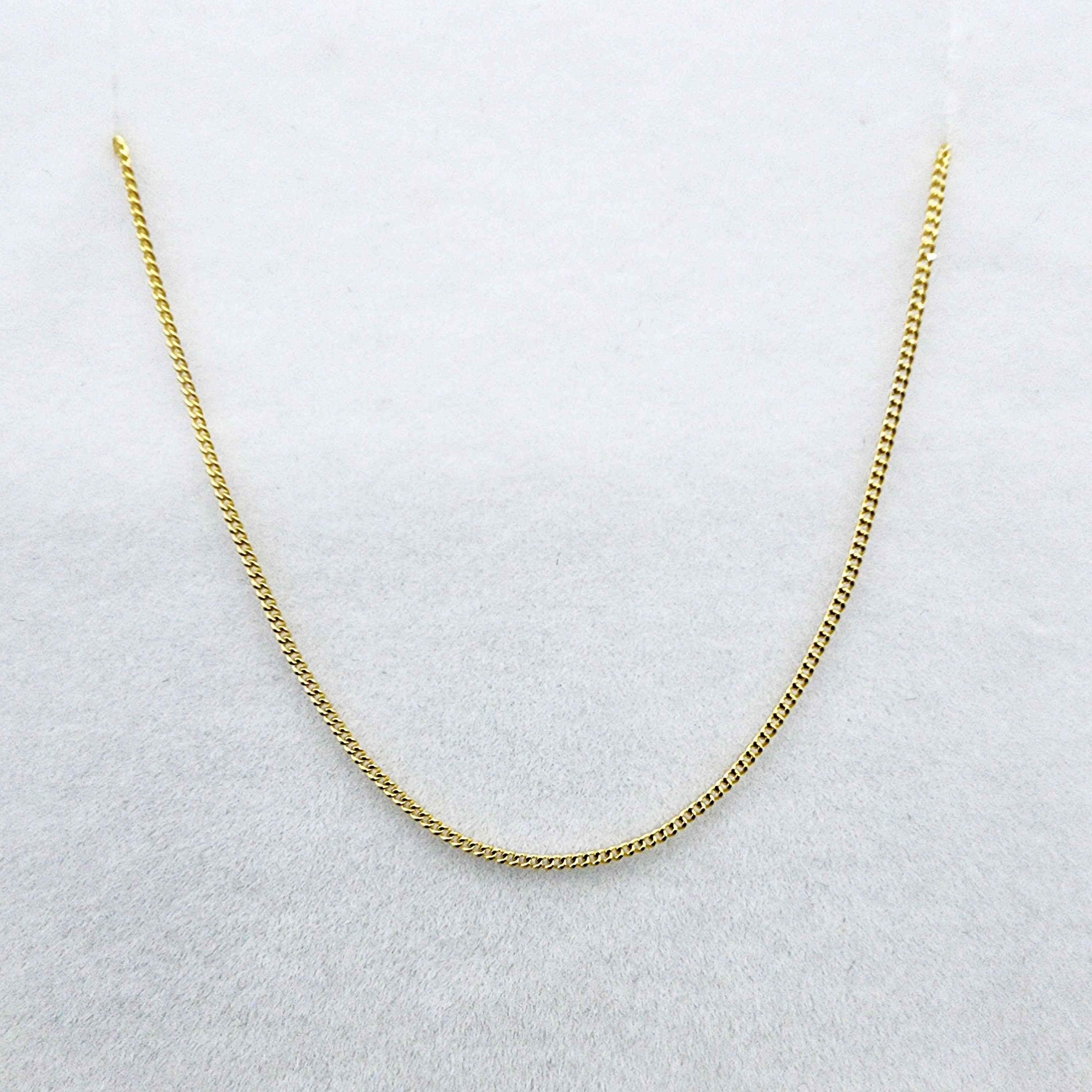 14K Yellow Gold Curb Chain Necklace, Solid Gold Jewelry (1.4mm)