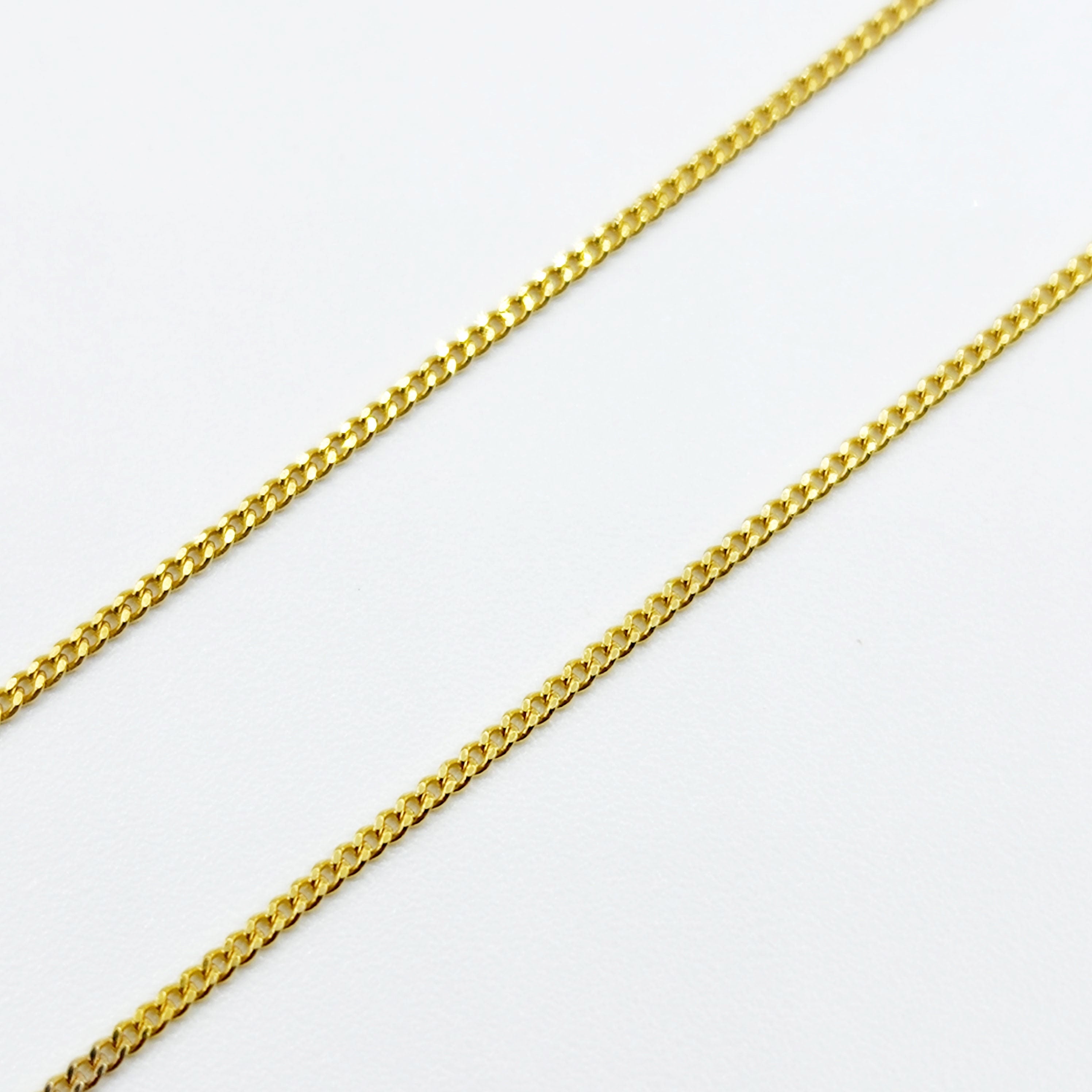14K Yellow Gold Curb Chain Necklace, Solid Gold Jewelry (1.4mm)