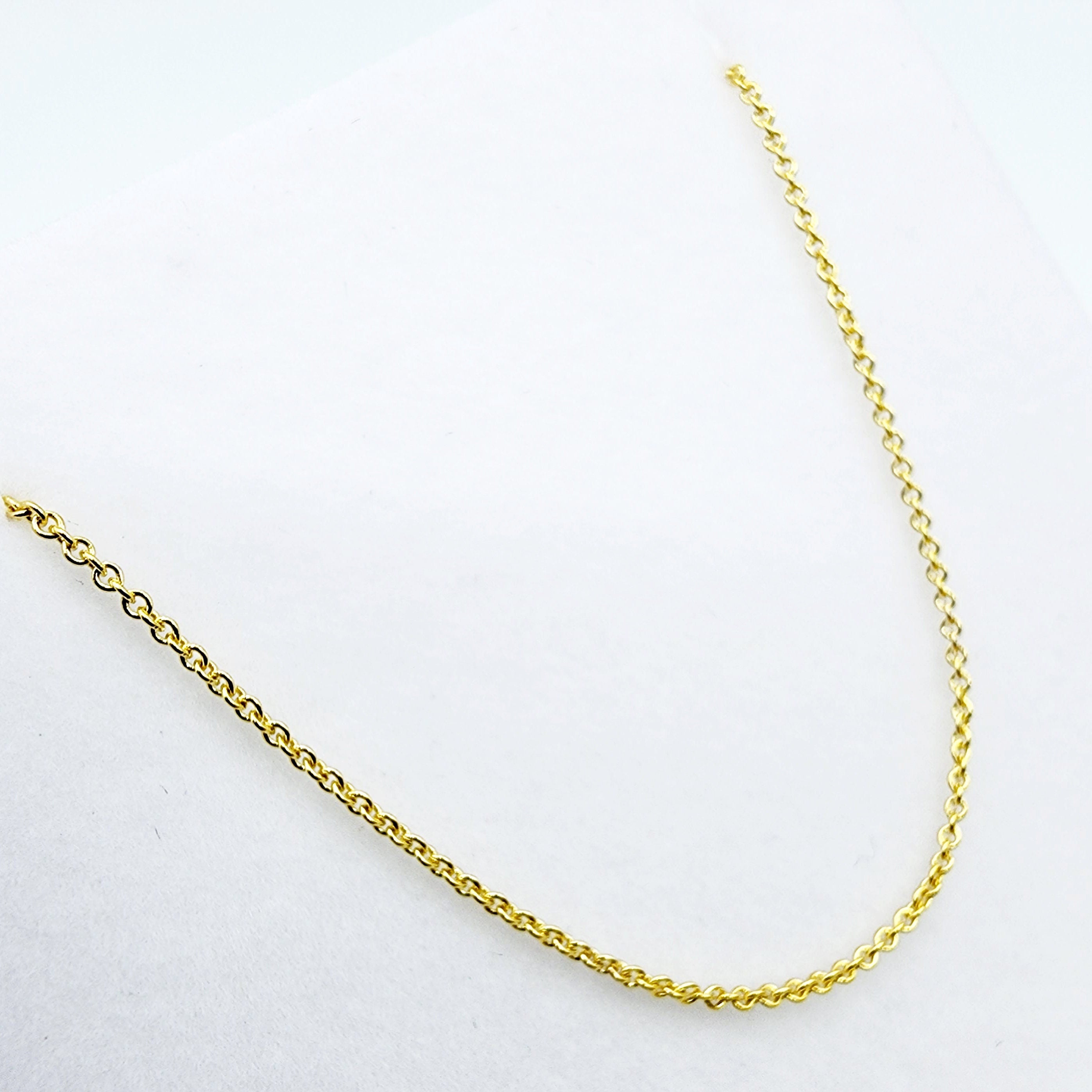 Yellow Gold Rolo Chain , Solid Gold Rolo 1mm Chain, Yellow Rolo Chains 1mm Chains for Pendants