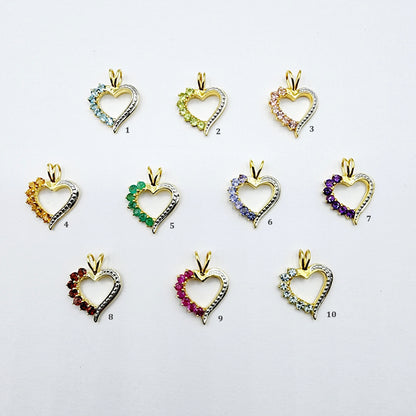 24K Gold Plated Sterling Silver Genuine Gemstone Heart Pendant Necklace For Women, Heart Jewelry, Birthstone Jewelry, Valentine Gift For Her