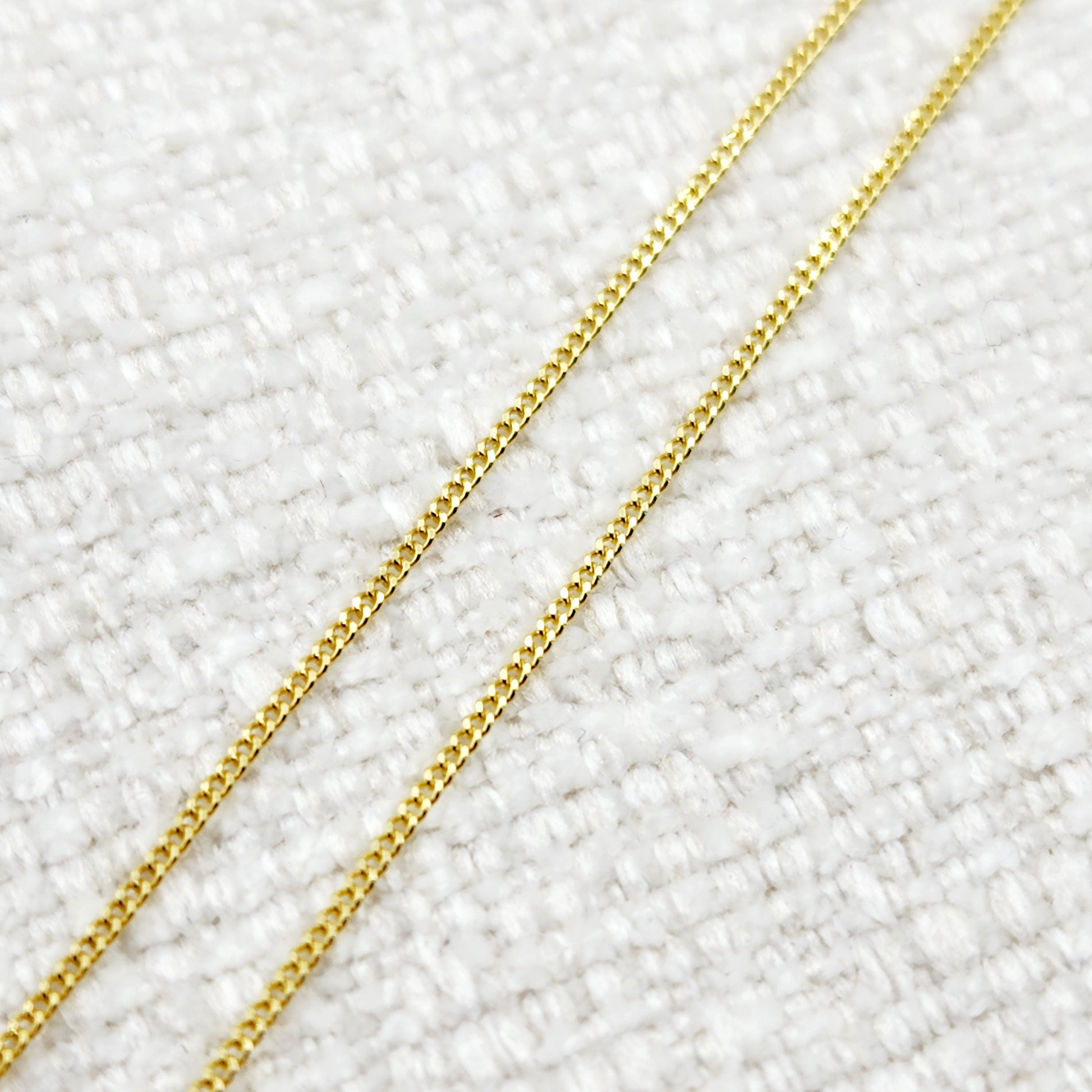 14k Yellow Gold Curb Chain, Solid Gold Necklace (1.4mm)