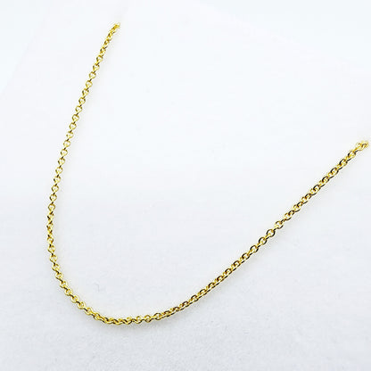 Yellow Gold Rolo Chain , Solid Gold Rolo 1mm Chain, Yellow Rolo Chains 1mm Chains for Pendants