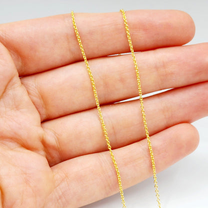 Yellow Gold Rolo Chain , Solid Gold Rolo 1mm Chain, Yellow Rolo Chains 1mm Chains for Pendants