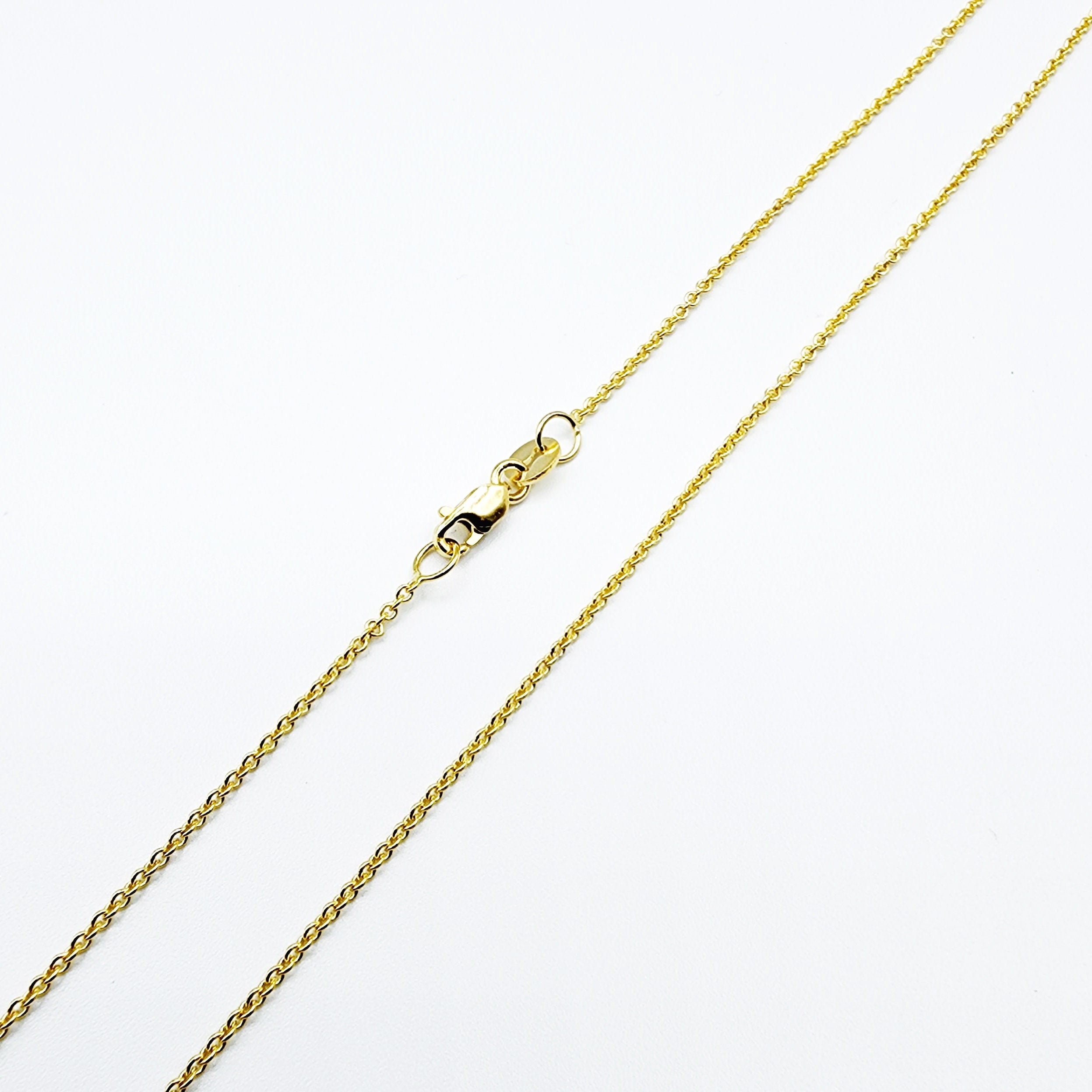 Yellow Gold Rolo Chain , Solid Gold Rolo 1mm Chain, Yellow Rolo Chains 1mm Chains for Pendants