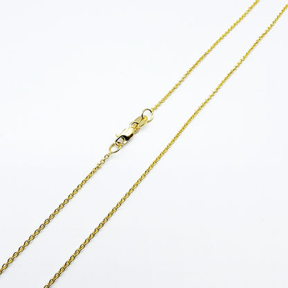 Yellow Gold Rolo Chain , Solid Gold Rolo 1mm Chain, Yellow Rolo Chains 1mm Chains for Pendants