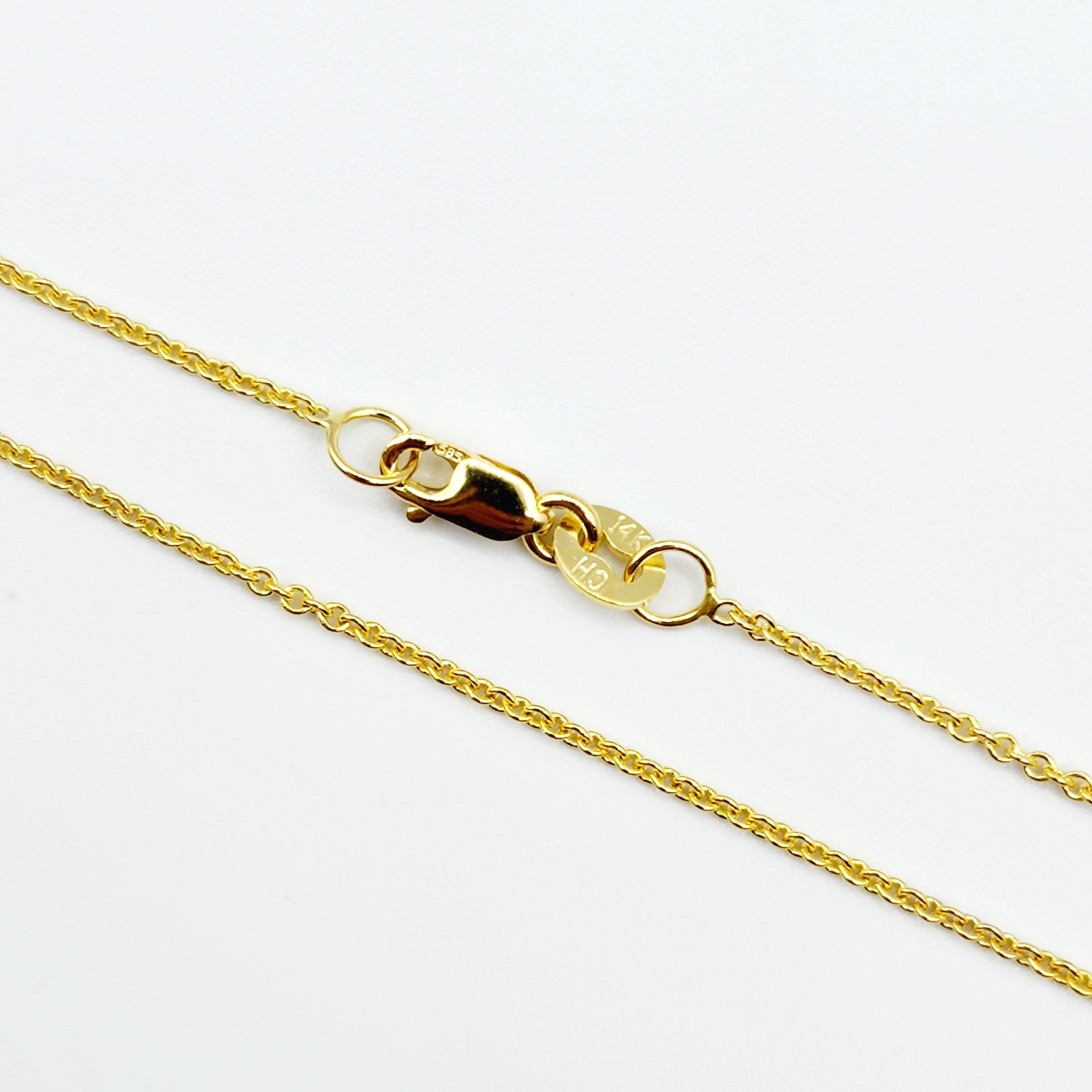 Yellow Gold Rolo Chain , Solid Gold Rolo 1mm Chain, Yellow Rolo Chains 1mm Chains for Pendants