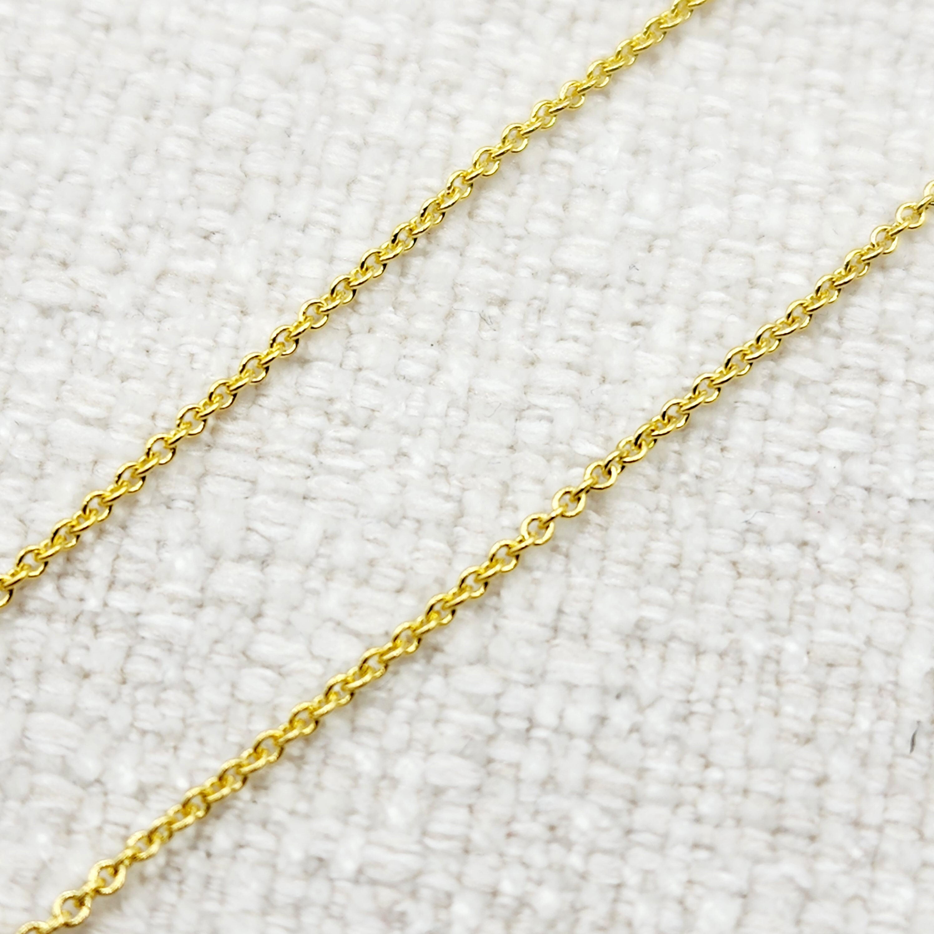 Yellow Gold Rolo Chain , Solid Gold Rolo 1mm Chain, Yellow Rolo Chains 1mm Chains for Pendants