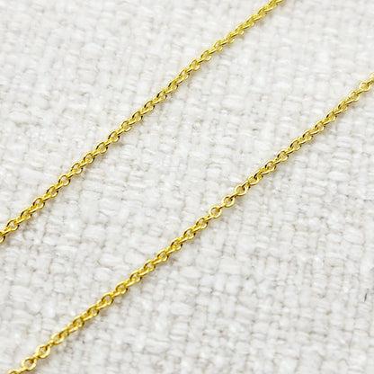 Yellow Gold Rolo Chain , Solid Gold Rolo 1mm Chain, Yellow Rolo Chains 1mm Chains for Pendants