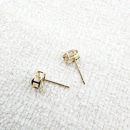 14K Gold Opal Bezel Stud Earrings, 14K Yellow Gold Genuine Opal  5x5mm Earrings, October Birthstone, Round Bezel Set Stud