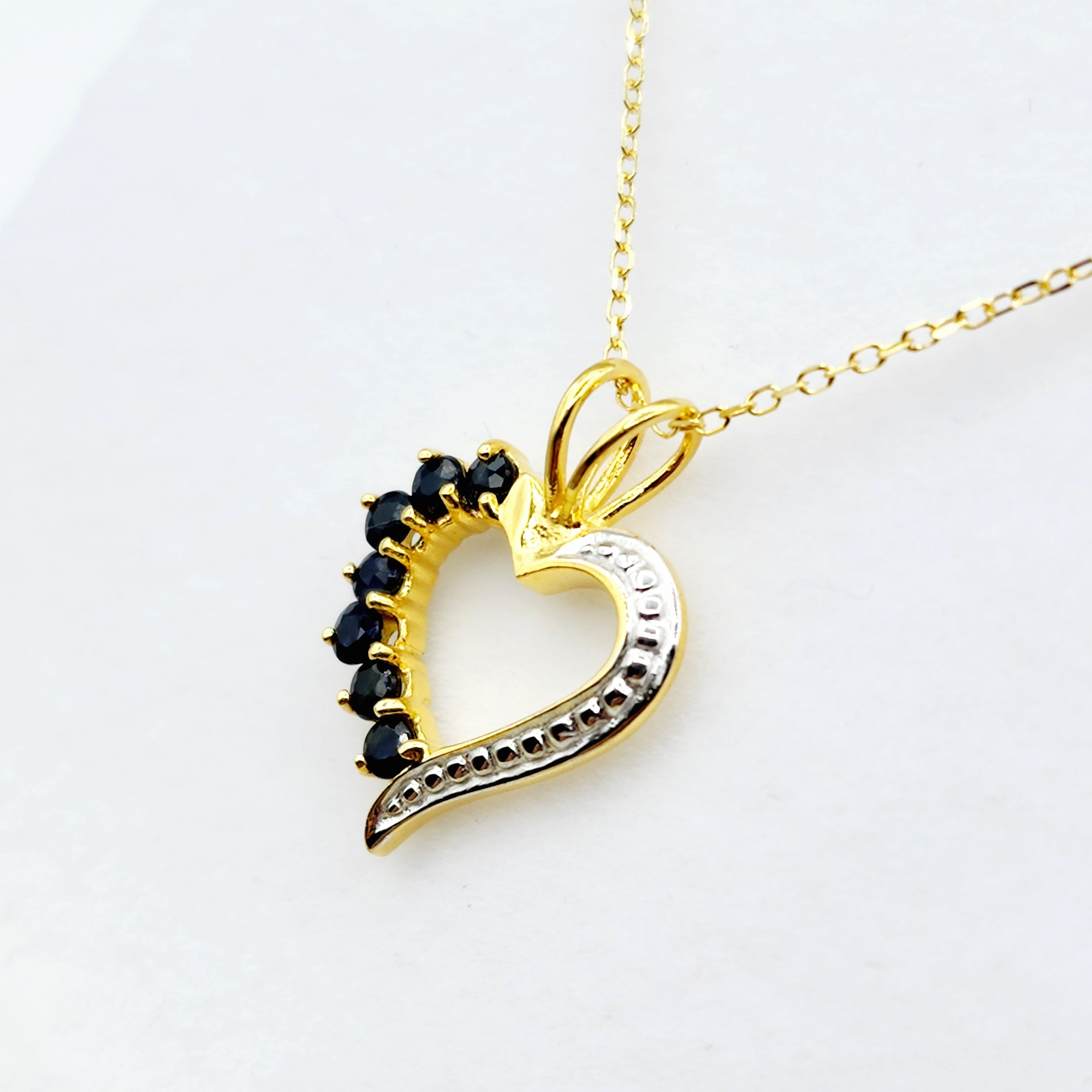 24K Gold Plated Sterling Silver Genuine Gemstone Heart Pendant Necklace For Women, Heart Jewelry, Birthstone Jewelry, Valentine Gift For Her