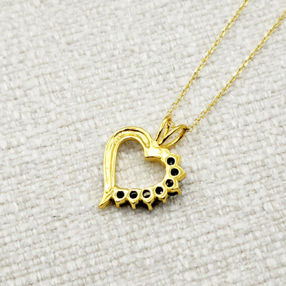 24K Gold Plated Sterling Silver Genuine Gemstone Heart Pendant Necklace For Women, Heart Jewelry, Birthstone Jewelry, Valentine Gift For Her