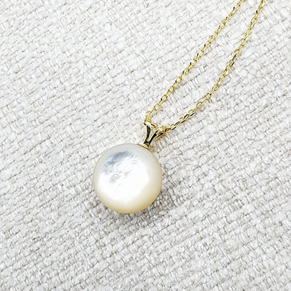 14K Gold Pearl Ruby Diamond Pendant Necklace, 14K Yellow Gold Pendant set with 12mm Mabe Pearl Genuine Ruby and Natural Diamond