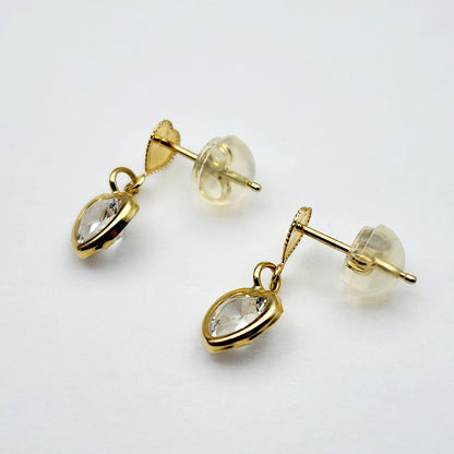 Gold CZ Earrings, 14K Yellow Gold Cubic Zirconia Earrings, Earrings For Her, Heart Shaped Gold CZ Earrings, Earrings For Baby