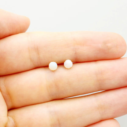 Gold Opal Stud Earrings, 14K Yellow Gold Opal 4x4mm Stud Earrings, October Birthstone, Opal Earrings,  Handmade Earrings