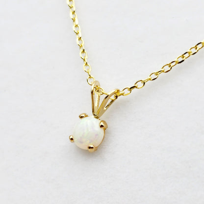 Gold Genuine Opal Pendant Necklace, 14K Yellow Gold Opal 5x5mm Pendant, October Birthstone, Opal Jewelry, Opal Necklace, Opal Gemstone