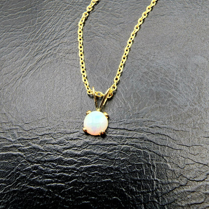 Gold Genuine Opal Pendant Necklace, 14K Yellow Gold Opal 5x5mm Pendant, October Birthstone, Opal Jewelry, Opal Necklace, Opal Gemstone