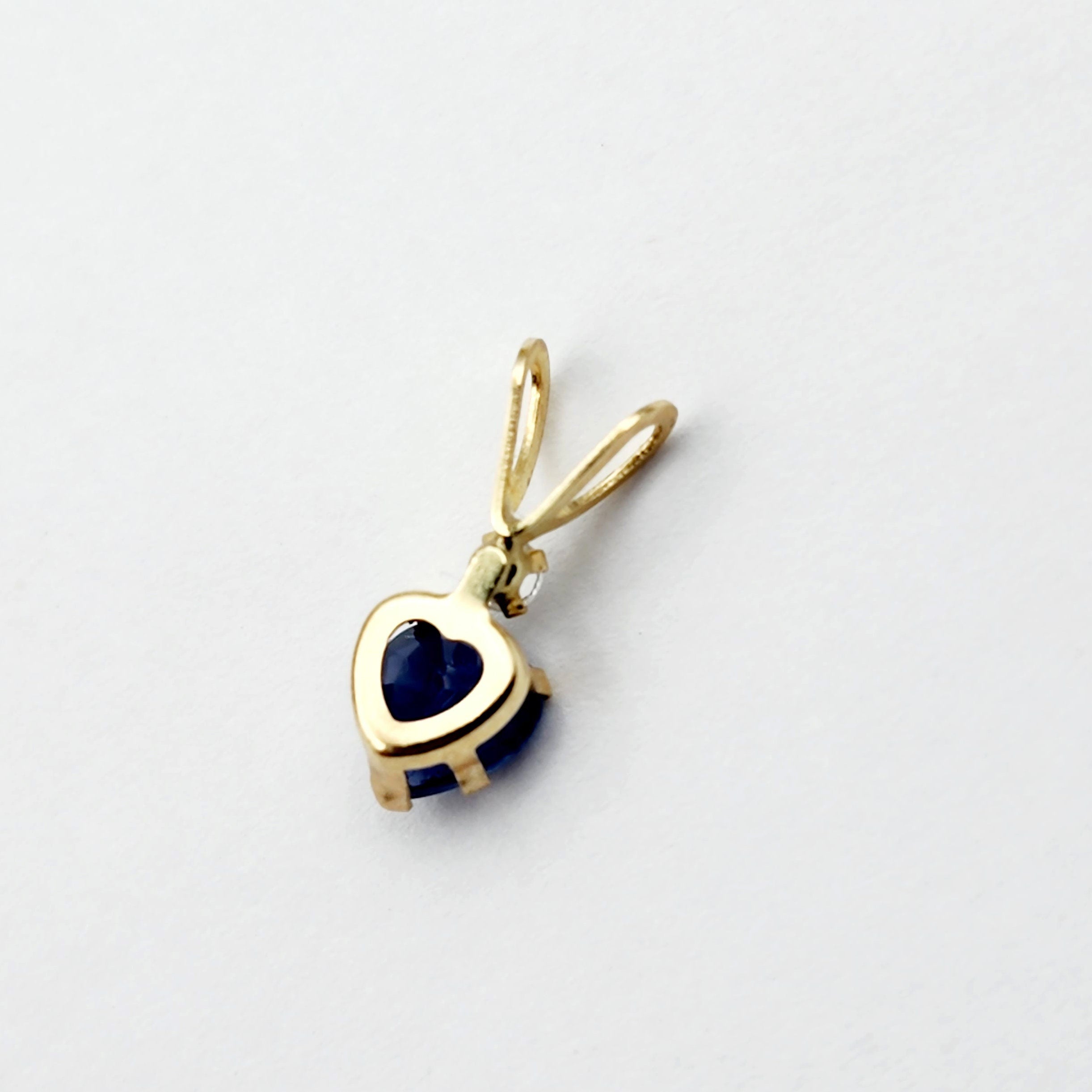 Gold Blue Sapphire Pendant Necklace, 10K Yellow Gold Genuine Blue Sapphire 5x5mm with White Sapphire Pendant, September Birthstone
