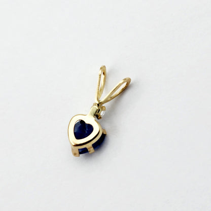 Gold Blue Sapphire Pendant Necklace, 10K Yellow Gold Genuine Blue Sapphire 5x5mm with White Sapphire Pendant, September Birthstone