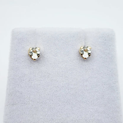 10K Yellow Gold Aquamarine 4x4mm Heart Stud Earrings: March Birthstone