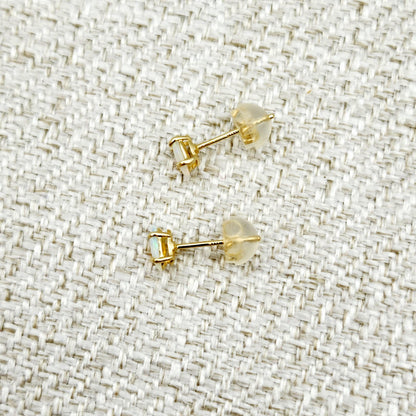 Gold Opal Stud Earrings, 10K Yellow Gold Genuine Opal 5x3mm Stud Earrings, October Birthstone, Opal Earrings,  Handmade Earrings