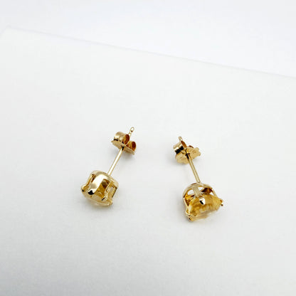 Gold Citrine Stud Earrings, 10K Yellow Gold Heart-Shaped Genuine Citrine 5x5mm Stud Earrings, November Birthstone, Earrings For Her