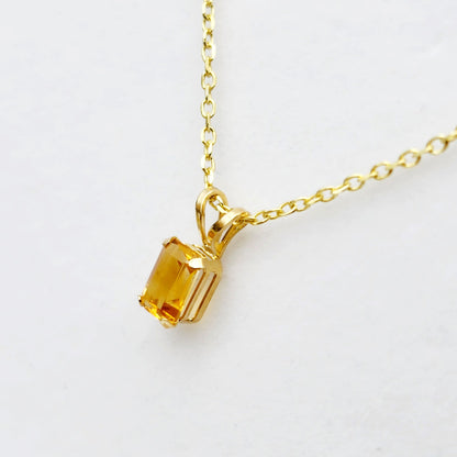 Gold Citrine Pendant Necklace, 14K Yellow Gold Citrine 6x4mm Pendant, November Birthstone, Yellow Gemstone Jewelry