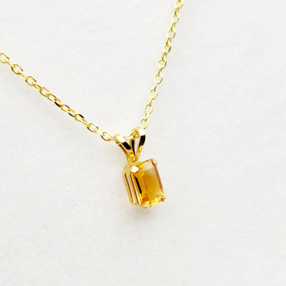 Gold Citrine Pendant Necklace, 14K Yellow Gold Citrine 6x4mm Pendant, November Birthstone, Yellow Gemstone Jewelry
