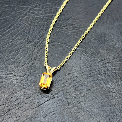 Gold Citrine Pendant Necklace, 14K Yellow Gold Citrine 6x4mm Pendant, November Birthstone, Yellow Gemstone Jewelry