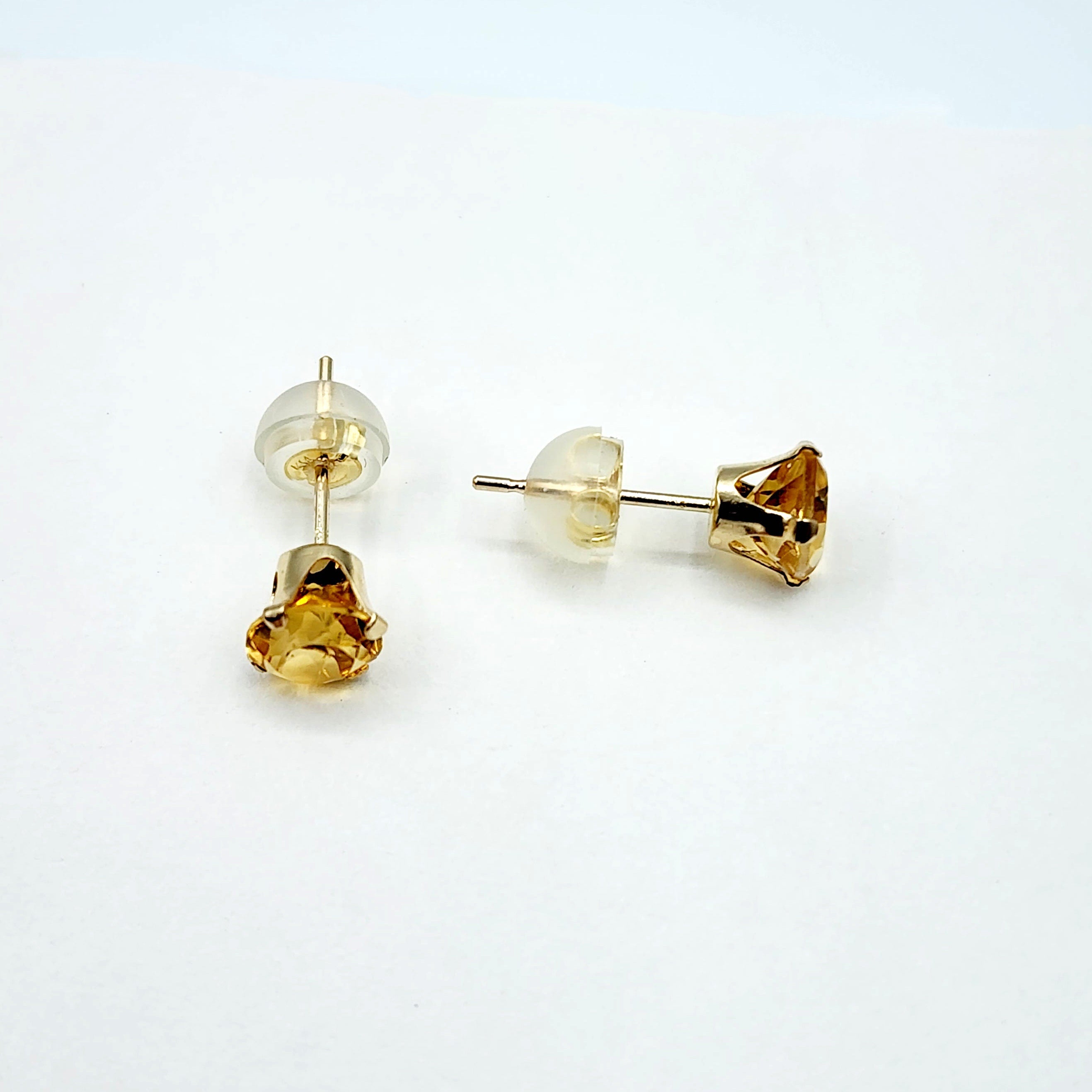 Gold Citrine Stud Earrings, 10K Yellow Gold Citrine 5x5mm Stud Earrings, November Birthstone, Citrine Jewelry, Citrine Gemstone Earrings
