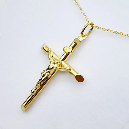 Dainty Crucifix Cross Pendant , Jesus Religious Cross Pendant, 10K Gold Large Cross Pendant for Unisex, Memorable Religious Gifts