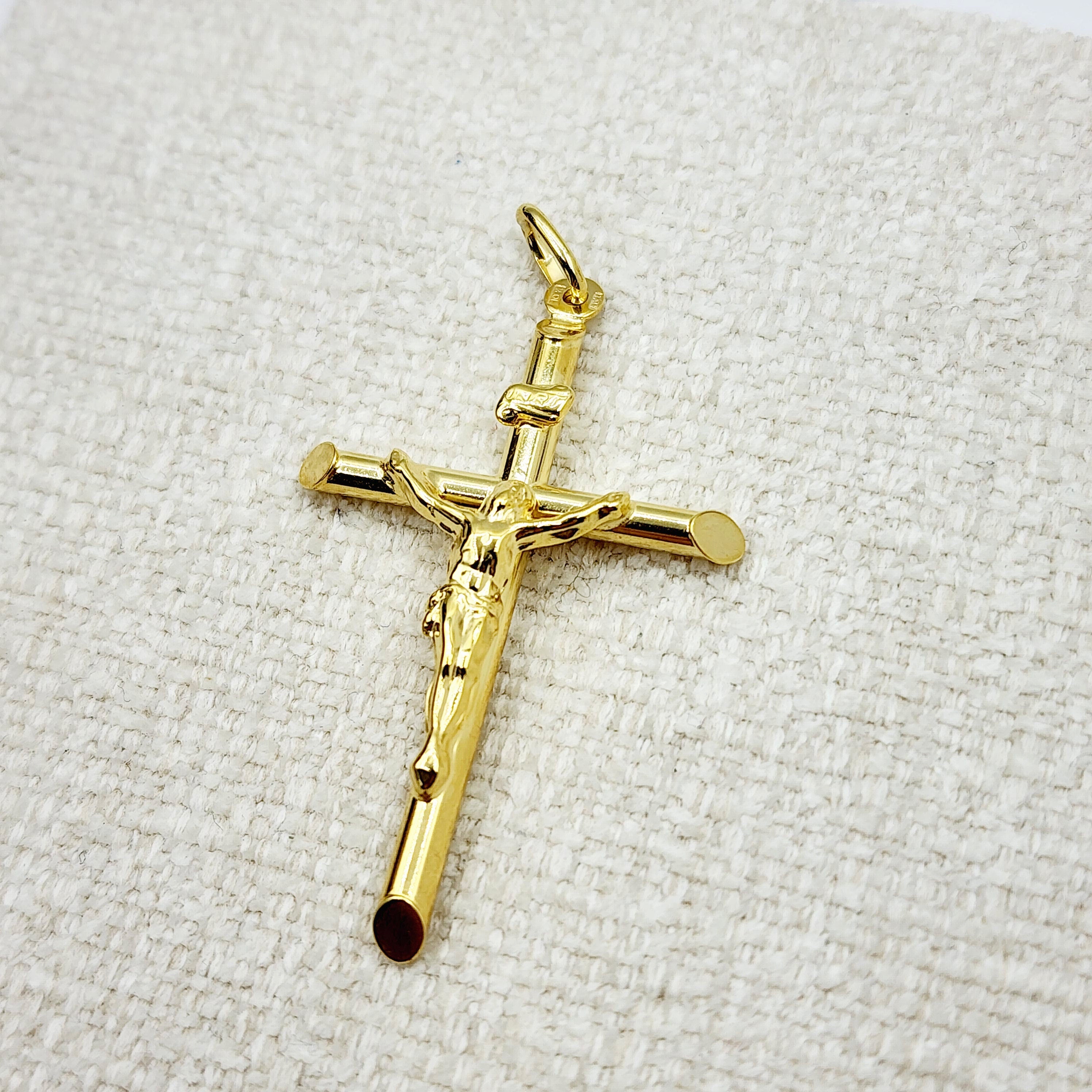 Dainty Crucifix Cross Pendant , Jesus Religious Cross Pendant, 10K Gold Large Cross Pendant for Unisex, Memorable Religious Gifts