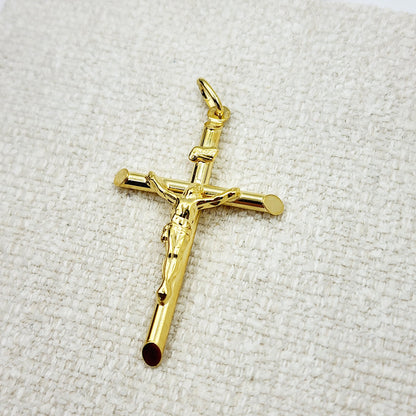 Dainty Crucifix Cross Pendant , Jesus Religious Cross Pendant, 10K Gold Large Cross Pendant for Unisex, Memorable Religious Gifts