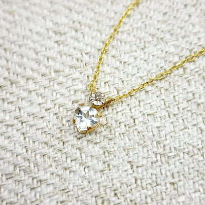 Gold Aquamarine Pendant Necklace, 10K Yellow Gold Aquamarine 5x5mm with Diamond Pendant, March Birthstone