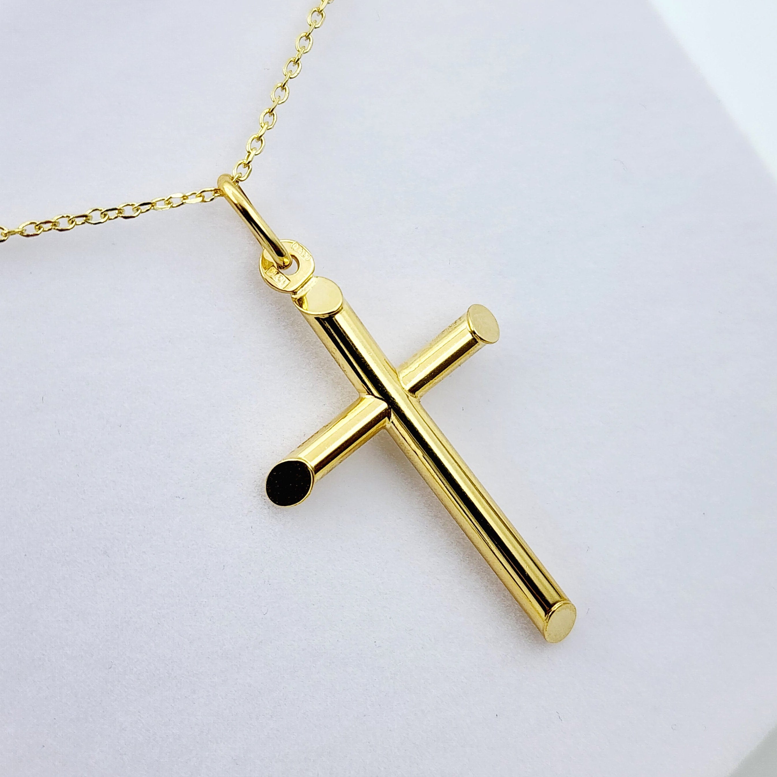 Dainty Cross Pendant Necklace , 10K Yellow Gold Simple Cross Pendant, Large Cross Pendant Necklace Gold, Christmas Gifts, Religious Gift