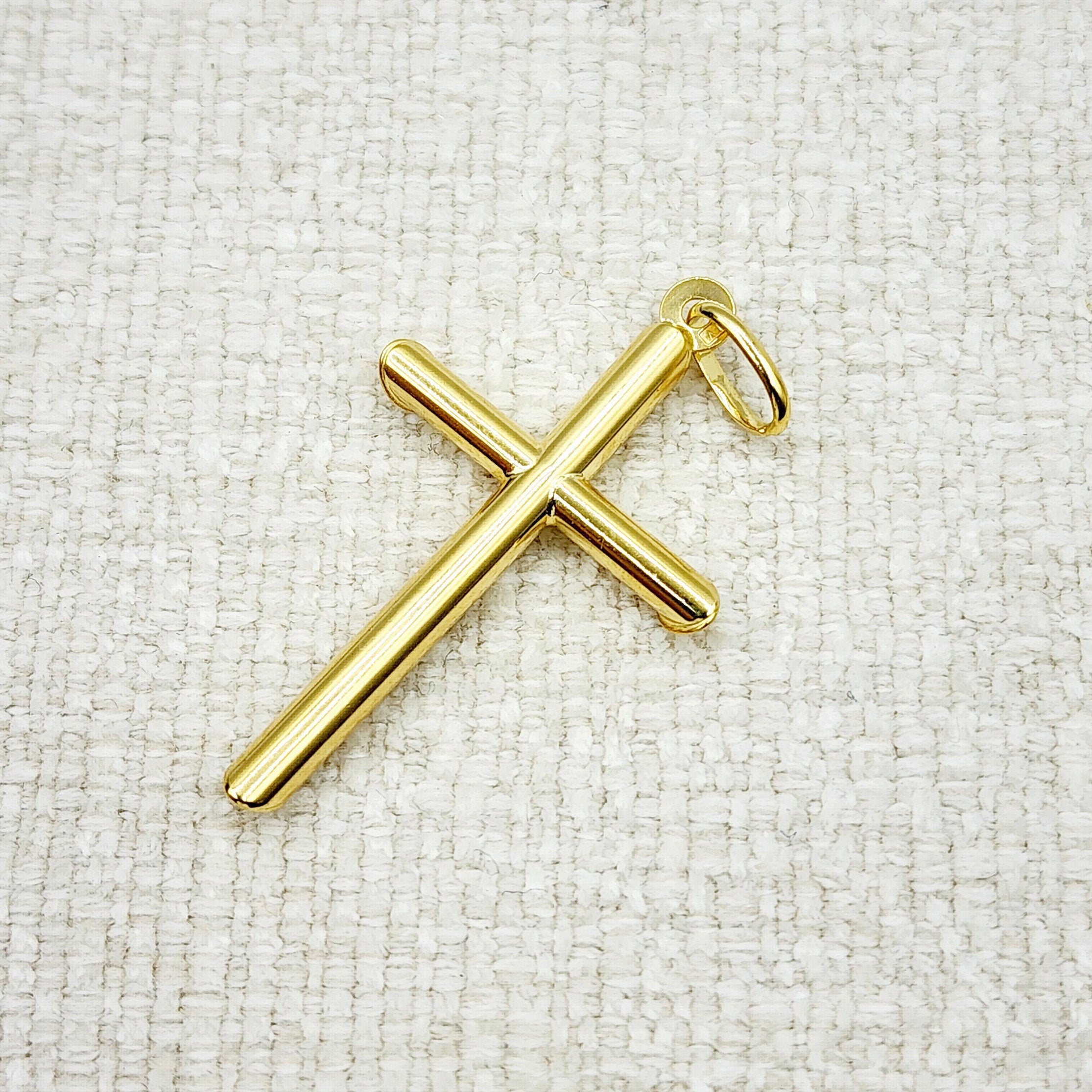Dainty Cross Pendant Necklace , 10K Yellow Gold Simple Cross Pendant, Large Cross Pendant Necklace Gold, Christmas Gifts, Religious Gift