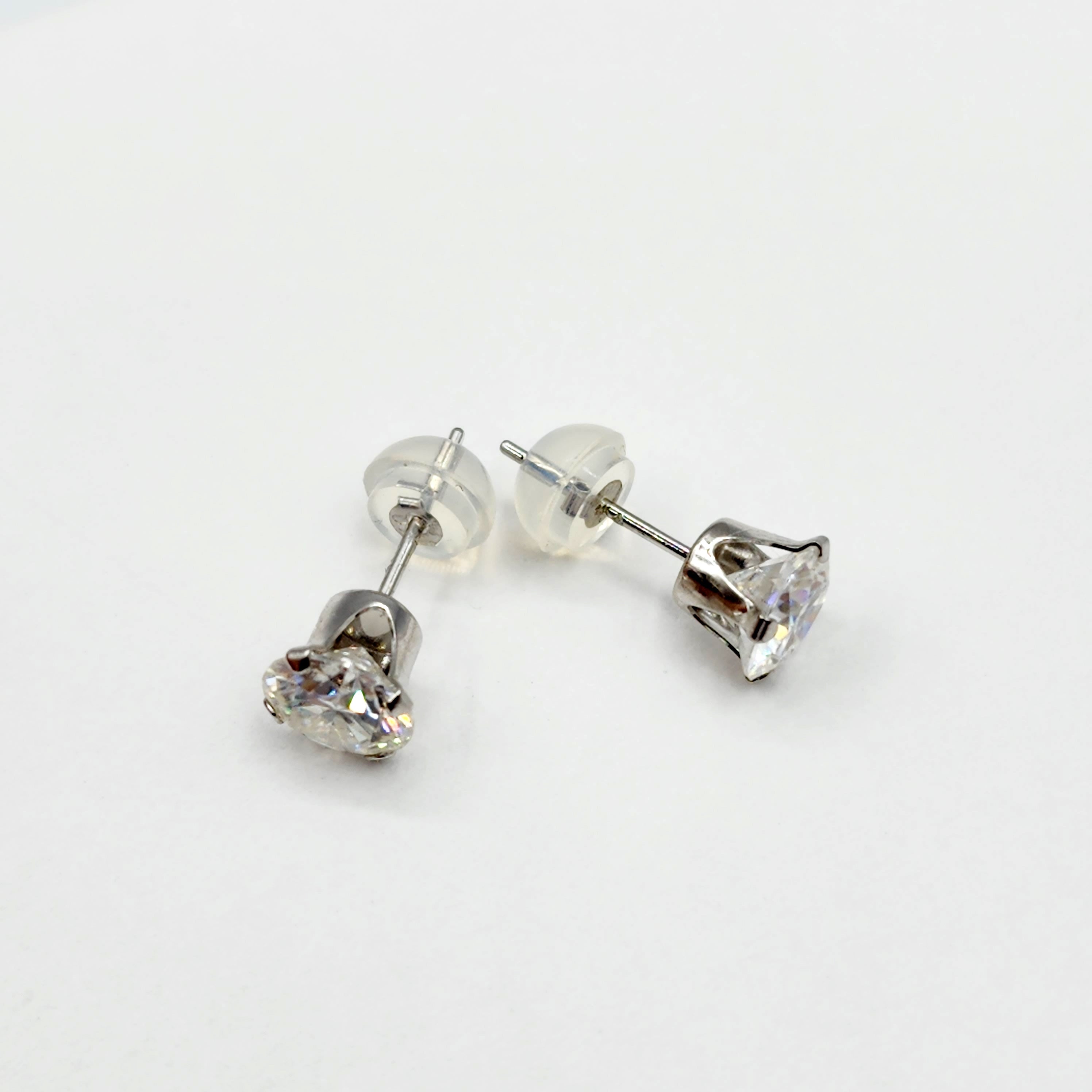 Gold Moissanite Stud Earrings, 10K White Gold Round Moissanite 6x6mm Stud Earrings, Bridal Earrings, Earrings For Women