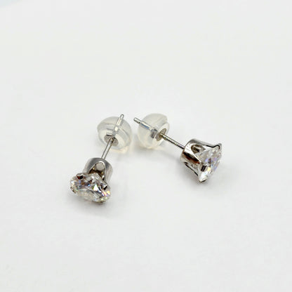 Gold Moissanite Stud Earrings, 10K White Gold Round Moissanite 6x6mm Stud Earrings, Bridal Earrings, Earrings For Women