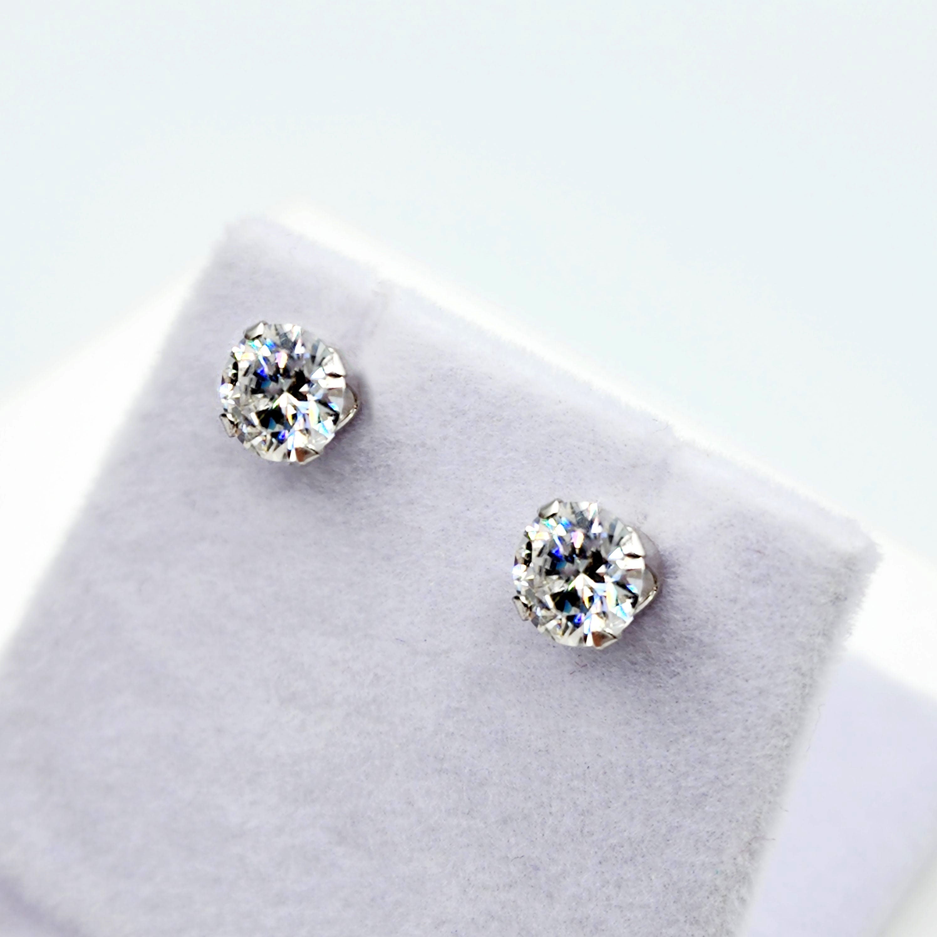 Gold Moissanite Stud Earrings, 10K White Gold Round Moissanite 6x6mm Stud Earrings, Bridal Earrings, Earrings For Women