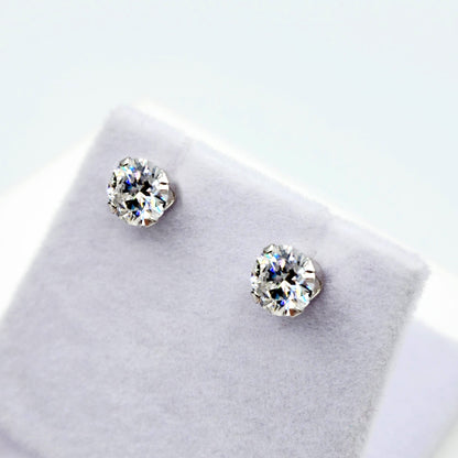 Gold Moissanite Stud Earrings, 10K White Gold Round Moissanite 6x6mm Stud Earrings, Bridal Earrings, Earrings For Women