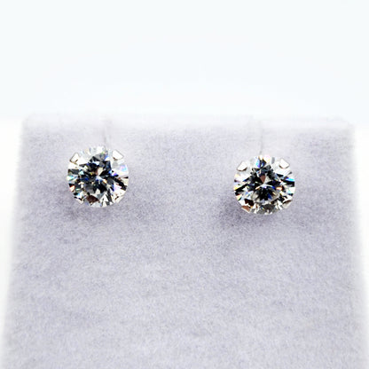 Gold Moissanite Stud Earrings, 10K White Gold Round Moissanite 6x6mm Stud Earrings, Bridal Earrings, Earrings For Women