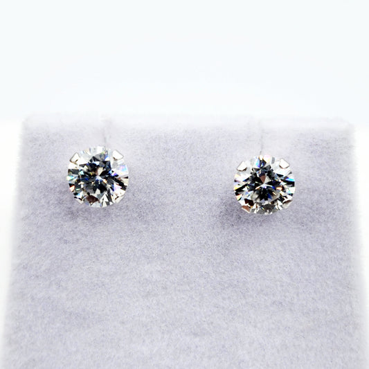Gold Moissanite Stud Earrings, 10K White Gold Round Moissanite 6x6mm Stud Earrings, Bridal Earrings, Earrings For Women