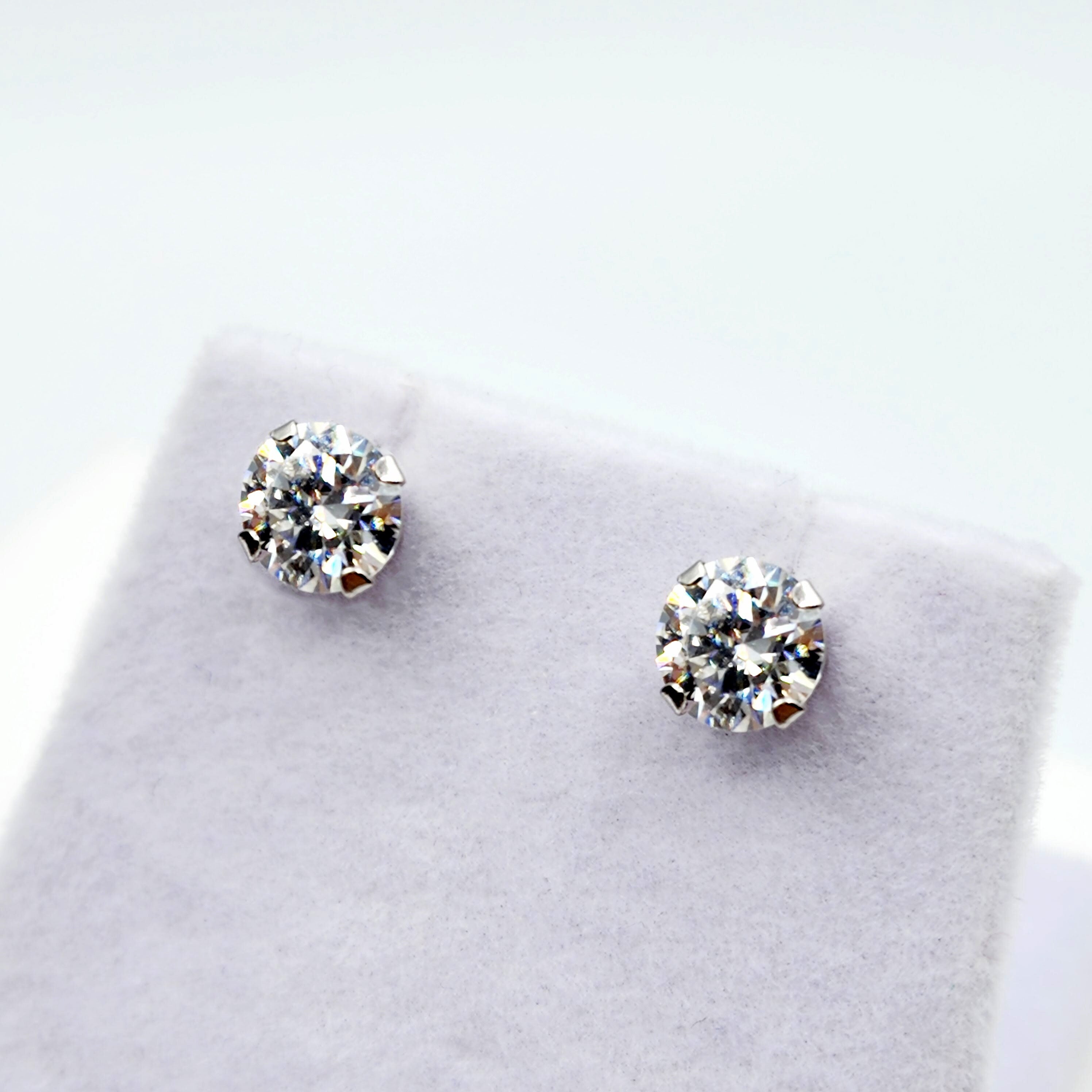 Gold Moissanite Stud Earrings, 10K White Gold Round Moissanite 6x6mm Stud Earrings, Bridal Earrings, Earrings For Women