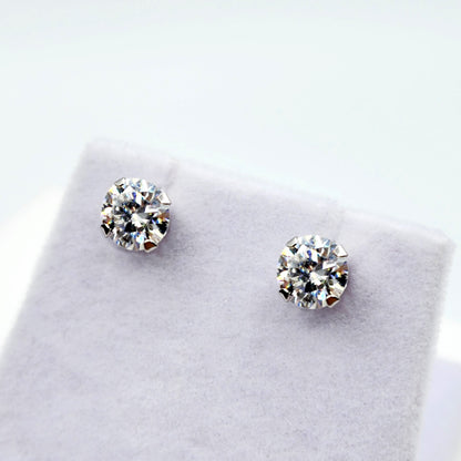 Gold Moissanite Stud Earrings, 10K White Gold Round Moissanite 6x6mm Stud Earrings, Bridal Earrings, Earrings For Women