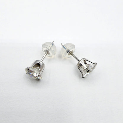 Gold Moissanite Stud Earrings, 10K White Gold Round Moissanite 6x6mm Stud Earrings, Bridal Earrings, Earrings For Women