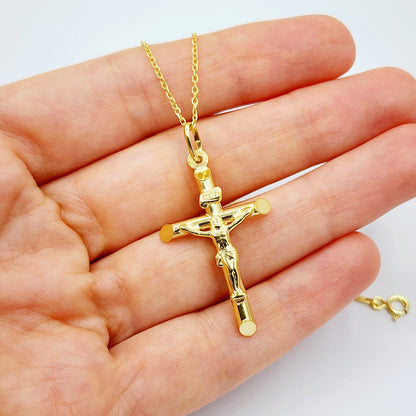 Dainty Cross Pendant Necklace , 10K Yellow Gold Cross Pendant, Cross Pendant Necklace Gold, Christmas Gifts, Religious Gift