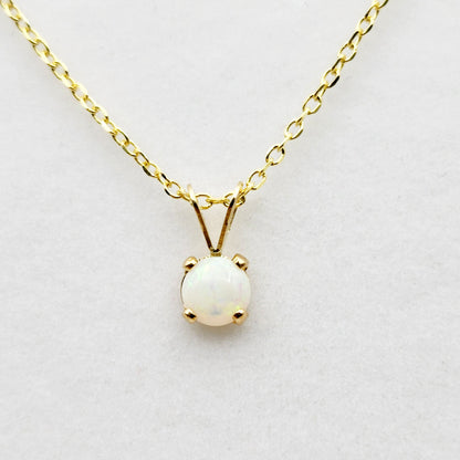 Gold Genuine Opal Pendant Necklace, 14K Yellow Gold Opal 5x5mm Pendant, October Birthstone, Opal Jewelry, Opal Necklace, Opal Gemstone