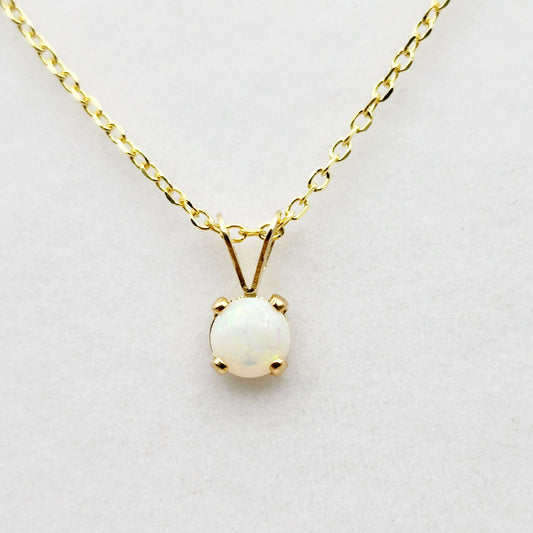 Gold Genuine Opal Pendant Necklace, 14K Yellow Gold Opal 5x5mm Pendant, October Birthstone, Opal Jewelry, Opal Necklace, Opal Gemstone