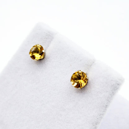 Gold Citrine Stud Earrings, 10K White Gold Citrine 5x5mm Stud Earrings, November Birthstone, Citrine Jewelry, Citrine Gemstone Earrings